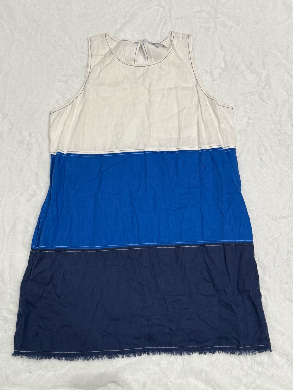 Tommy Bahama White Tank Dress with Navy Topstitching